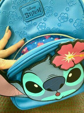 Disney Stitch Mini Backpack Blue Hibiscus Floral NWT Cute Kids Bag